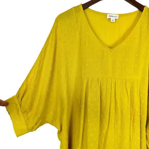 Hailey & Co. Sunshine Yellow Swiss Dot Textured Oversized Relaxed Fit Top - Picture 7 of 9